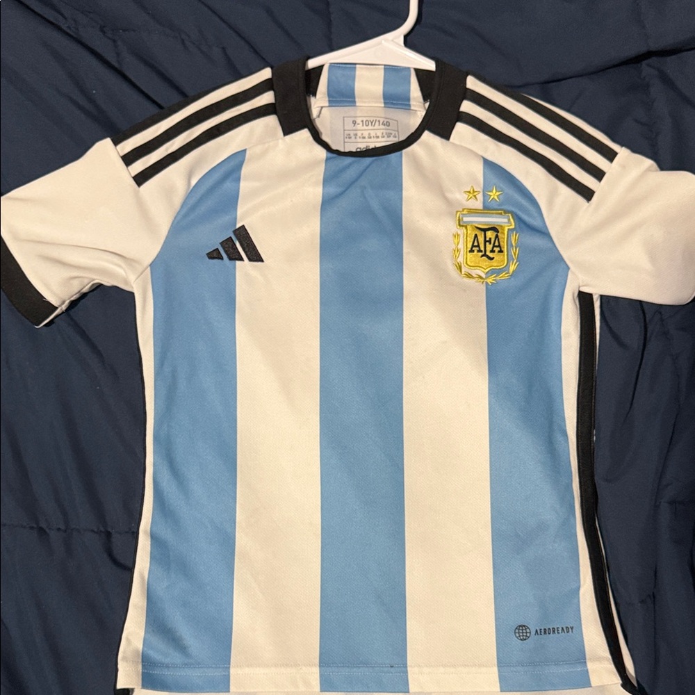 Adidas Kids Blue and White Soccer Jersey